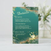 エメラルドグリーン金ゴールドのジュエル結婚トーン エンクロージャーカード (スタンド正面)