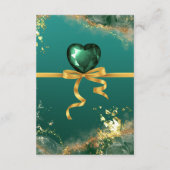 エメラルドグリーン金ゴールドのジュエル結婚トーン エンクロージャーカード (裏面)