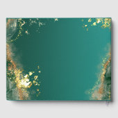 エメラルドグリーン金ゴールドのジュエル結婚トーン ゲストブック (裏面)