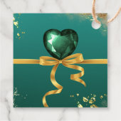 エメラルドグリーン金ゴールドのジュエル結婚トーン フェイバータグ (裏面)