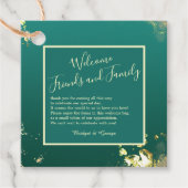 エメラルドグリーン金ゴールドのジュエル結婚トーン フェイバータグ (正面)