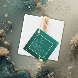 エメラルドグリーン金ゴールドのジュエル結婚トーン フェイバータグ