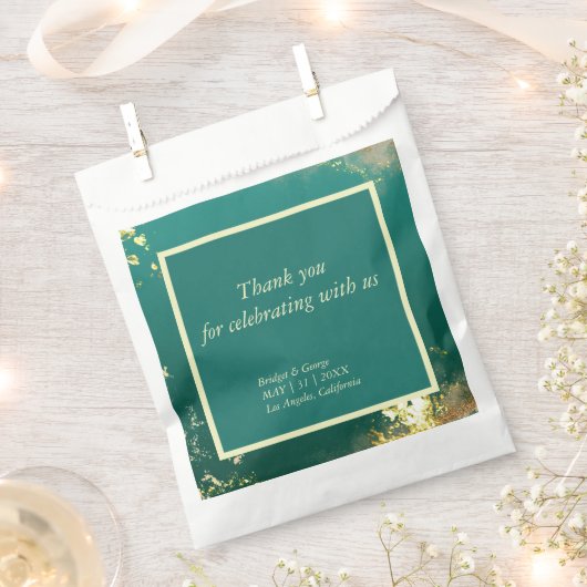 エメラルドグリーン金ゴールドのジュエル結婚トーン フェイバーバッグ (クリップ留めされた状態)