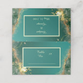 エメラルドグリーン金ゴールドのジュエル結婚トーン プレイスカード (外部開封)