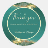 エメラルドグリーン金ゴールドのジュエル結婚トーン ラウンドシール (正面)