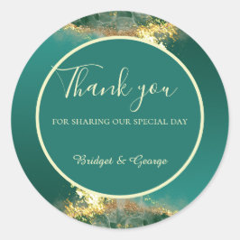 エメラルドグリーン金ゴールドのジュエル結婚トーン ラウンドシール