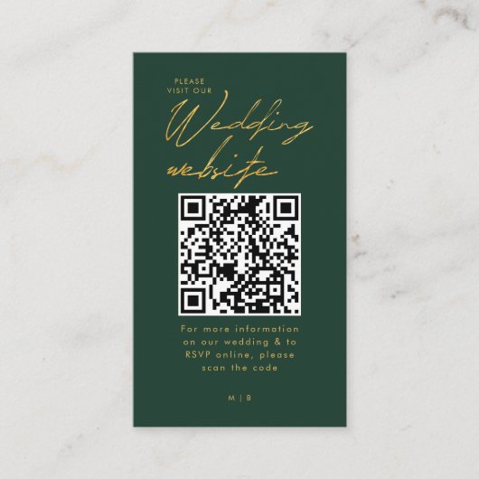 エメラルドグリーン金ゴールドの結婚ウェブサイト エンクロージャーカード (正面)