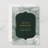 エメラルドグリーン金ゴールドは私の花嫁になる 招待状 (正面)