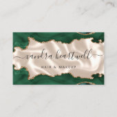 エメラルドグリーン金ゴールドアゲートアイボリーラグジュアリー 名刺 (正面)