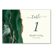 エメラルドグリーン金ゴールドアゲートアイボリー結婚ズ テーブルナンバー (裏面)