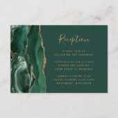 エメラルドグリーン金ゴールドアゲートウェディングレセプション エンクロージャーカード (正面)