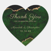 エメラルドグリーン金ゴールドアゲートサンキュー ハートシール (正面)