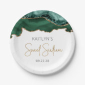 エメラルドグリーン金ゴールドアゲートスウィート16バースデーパーティー ペーパープレート (正面)