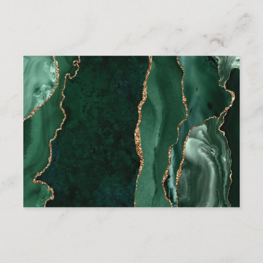 エメラルドグリーン金ゴールドアゲートダークウェディングレセプション エンクロージャーカード (裏面)