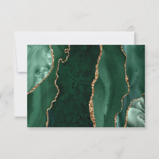 エメラルドグリーン金ゴールドアゲートダーク結婚ズ 出欠カード (裏面)