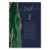 エメラルドグリーン金ゴールドアゲートネイビーブルー結婚ズ テーブルナンバー (裏面)