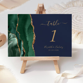 エメラルドグリーン金ゴールドアゲートネイビーブルー結婚ズ テーブルナンバー