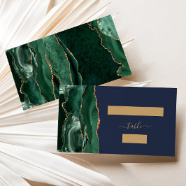 エメラルドグリーン金ゴールドアゲートネイビー結婚ブルズエスコート プレイスカード