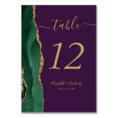 エメラルドグリーン金ゴールドアゲートパープル結婚ズ テーブルナンバー (裏面)