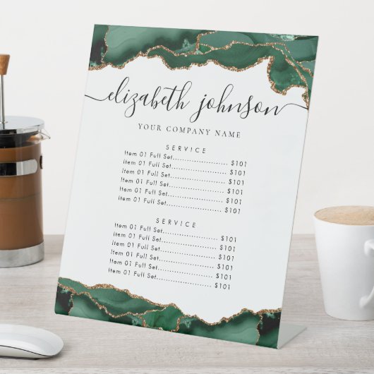 エメラルドグリーン金ゴールドアゲートビジネス会社価格 台座サイン (インサイチュ)