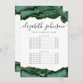 エメラルドグリーン金ゴールドアゲートビジネス会社価格 招待状 (正面/裏面)