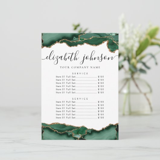 エメラルドグリーン金ゴールドアゲートビジネス会社価格 招待状 (スタンド正面)