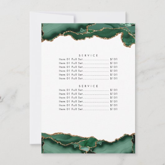 エメラルドグリーン金ゴールドアゲートビジネス会社価格 招待状 (裏面)