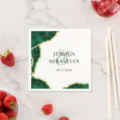 エメラルドグリーン金ゴールドアゲートホワイトエレガントな結婚式 スタンダードカクテルナプキン (インサイチュ)