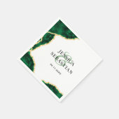 エメラルドグリーン金ゴールドアゲートホワイトエレガントな結婚式 スタンダードカクテルナプキン (角)