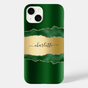 エメラルドグリーン金ゴールドアゲート大理石名スクリプト Case-Mate iPhone 14ケース
