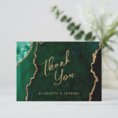 エメラルドグリーン金ゴールドアゲート結婚トのスクリプトありがとう カード (スタンド正面)
