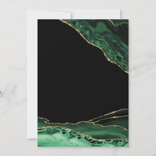 エメラルドグリーン金ゴールドアゲート誕生日任意の年齢 招待状 (裏面)