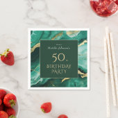 エメラルドグリーン金ゴールドアゲート50th誕生日パーティー スタンダードカクテルナプキン (インサイチュ)