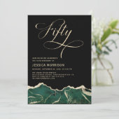 エメラルドグリーン金ゴールドアゲート50th50誕生日パーティー 招待状 (スタンド正面)