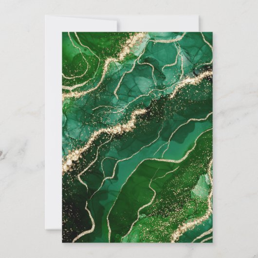 エメラルドグリーン金ゴールドアゲート50th50誕生日パーティー 招待状 (裏面)