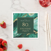 エメラルドグリーン金ゴールドアゲート80th誕生日パーティー スタンダードカクテルナプキン (インサイチュ)