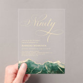 エメラルドグリーン金ゴールドアゲート90th9誕生日 アクリル招待状 (インサイチュ (ポータブル))