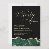 エメラルドグリーン金ゴールドアゲート90th9誕生日 招待状 (正面)