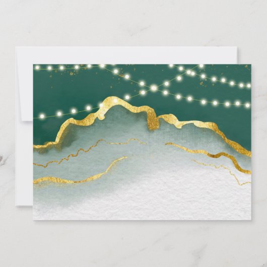 エメラルドグリーン金ゴールドアゲート&ライトサンキューカード 招待状 (裏面)