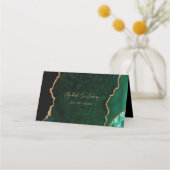 エメラルドグリーン金ゴールドアゲー結婚トスクリプトの表 プレイスカード (裏面)