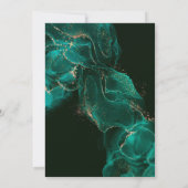 エメラルドグリーン金ゴールドアルコールインク70th誕生日パーティー 招待状 (裏面)