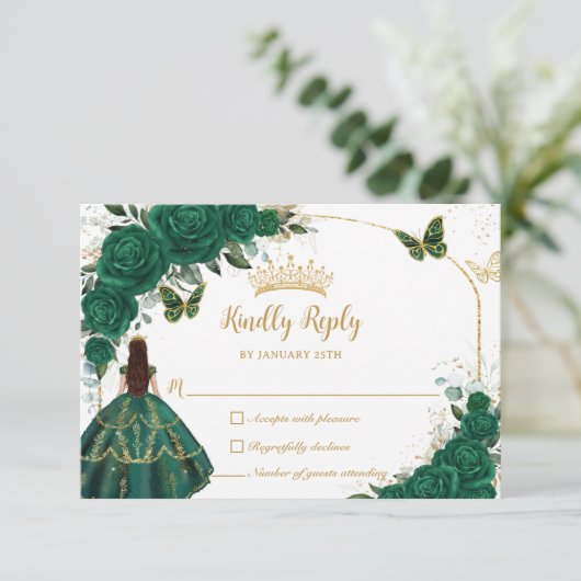 エメラルドグリーン金ゴールドアーチバタフライキンセアニラ 出欠カード (スタンド正面)