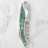 エメラルドグリーン金ゴールドウェイターコルク名前をカスタムする ソムリエナイフ (裏面)