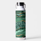 エメラルドグリーン金ゴールドウォーターボトル名前をカスタムする ウォーターボトル (正面)