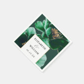 エメラルドグリーン金ゴールドエレガント結婚モダンフローラ スタンダードカクテルナプキン (角)