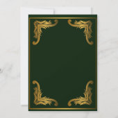 エメラルドグリーン金ゴールドオーナメントウェディングシャワー招待状 (裏面)