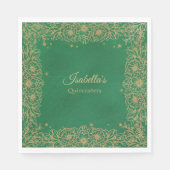 エメラルドグリーン金ゴールドクインセアニラスウィート15ランチョン スタンダードランチョンナプキン (正面)