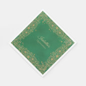 エメラルドグリーン金ゴールドクインセアニラスウィート15ランチョン スタンダードランチョンナプキン (角)