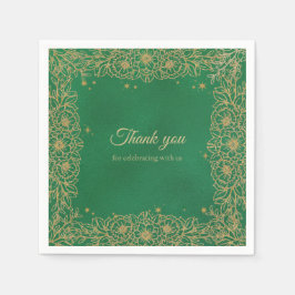 エメラルドグリーン金ゴールドクインセアニラスウィート15 スタンダードカクテルナプキン