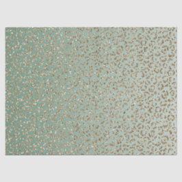 エメラルドグリーン金ゴールドグラムグリッターレオパードプリント      薄葉紙